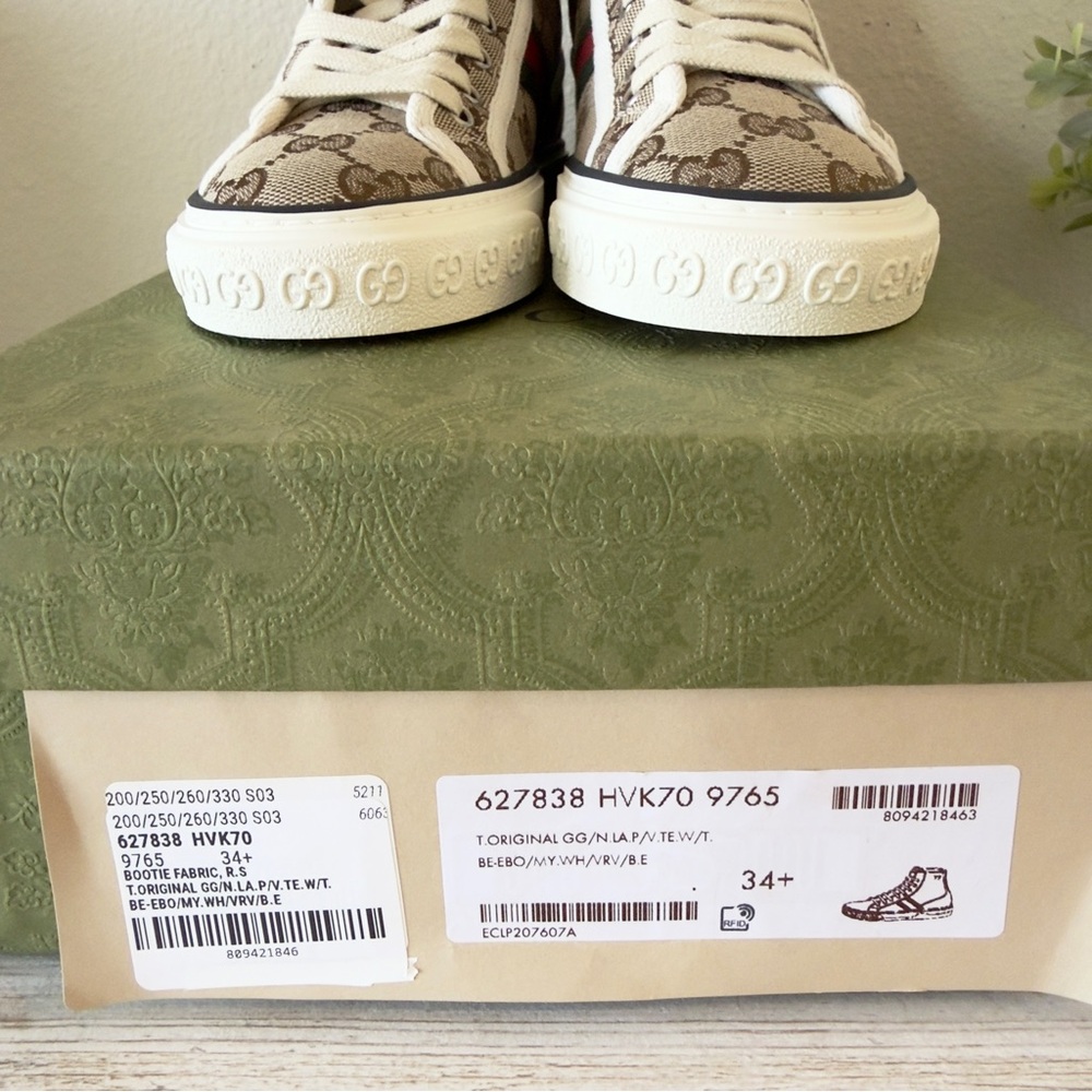 New Gucci Tennis 1977 GG Supreme high top women sneakers size IT 34.5, US 4.5 - Picture 11 of 13